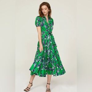 Diane Von Furstenberg Green and Purple Floral Dress